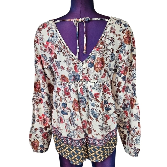 Abercrombie & Fitch Boho Floral Peasant Baby Doll Top Size Small Women's C47 - Picture 6 of 9